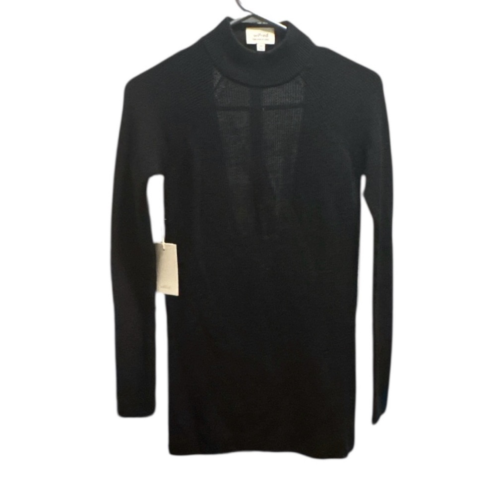 WILFRED Gallet Sweater XXS Black 100% Virgin Wool Sheer Open Back Women’s